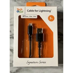 Tech & Go 3ft USB‎ Charge Cable for iPhone iPad iPod - NEW SEALED PACKAGE- Black